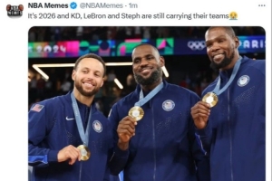 美媒：都2026年了 杜兰特&詹姆斯&库里还在扛着各自的球队前行