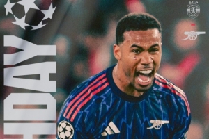 阿森纳社媒发布客战葡体海报：加布里埃尔单人怒吼出镜