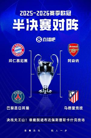 OPTA欧冠夺冠概率:枪手38.58%最高马竞最低 拜仁33.34%巴黎19.1%