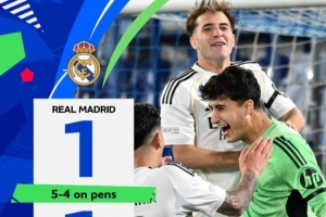 青年欧冠半决赛皇马点球大战击败巴黎，决赛将对阵布鲁日