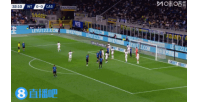 国米战术角球，奥古斯托远射打在防守球员身上高出横梁