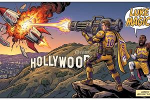 在洛杉矶你还想升空？肯纳德化身加特林战士轰炸火箭 老詹喝彩！